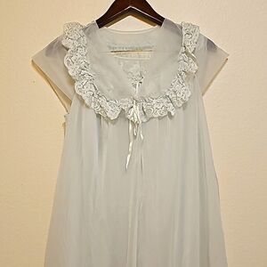 Shadowline Nylon Nightgowns Vintage 2 PC green small
